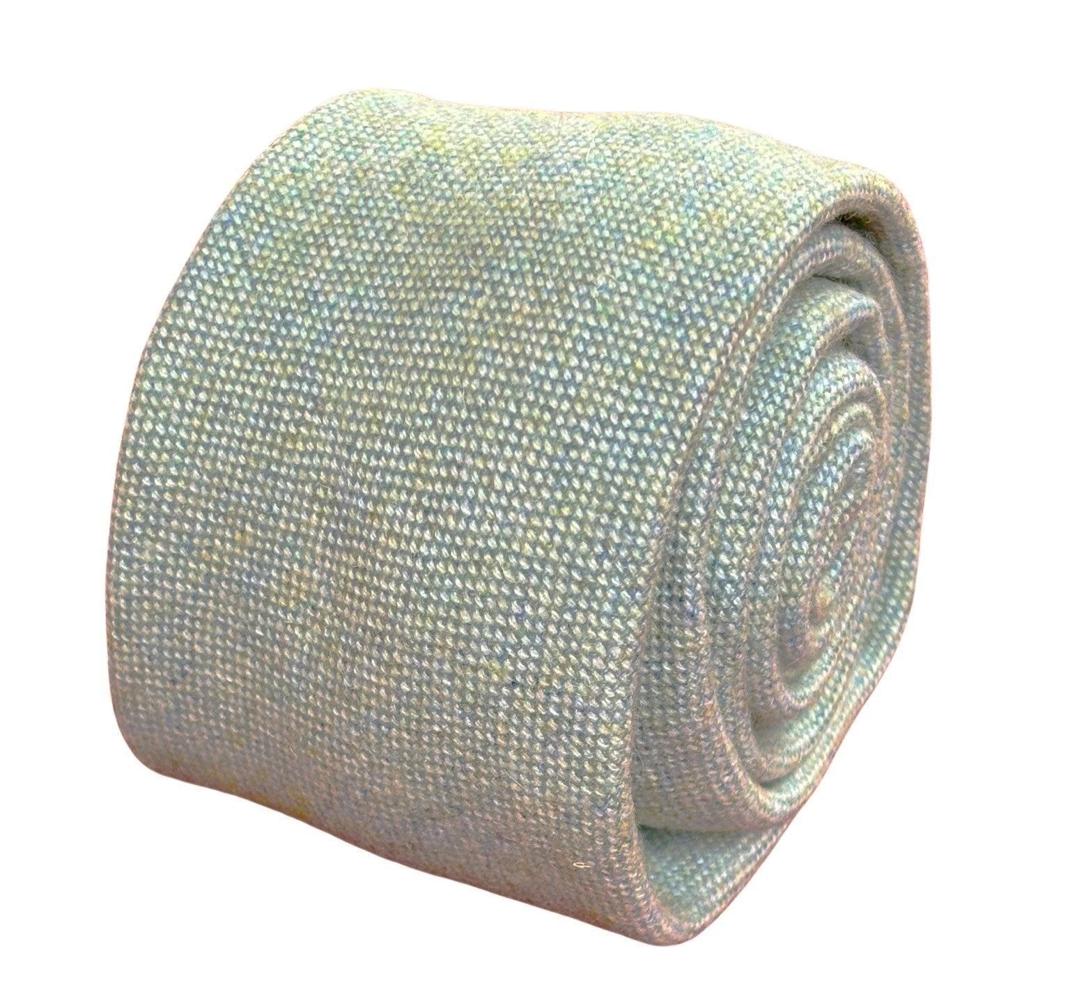 Frederick Thomas Mint Pistachio Wool Tie With Blue Flecks And Matching Pocket Square - Subtle Luxury For Professionals by Frederick Thomas Handmade Mens Ties
