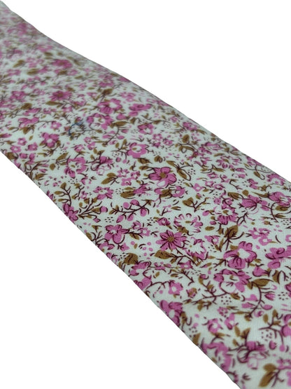 Ivory Cotton Tie - Subtle Pink English Wildflower Garden Design For Refined Professional Style In Meetings by Frederick Thomas Handmade Mens Ties