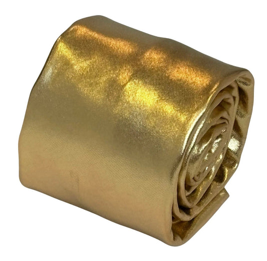 Gold Tie in Shiny Lame Metallic Foil Design by Frederick Thomas Handmade Mens Ties