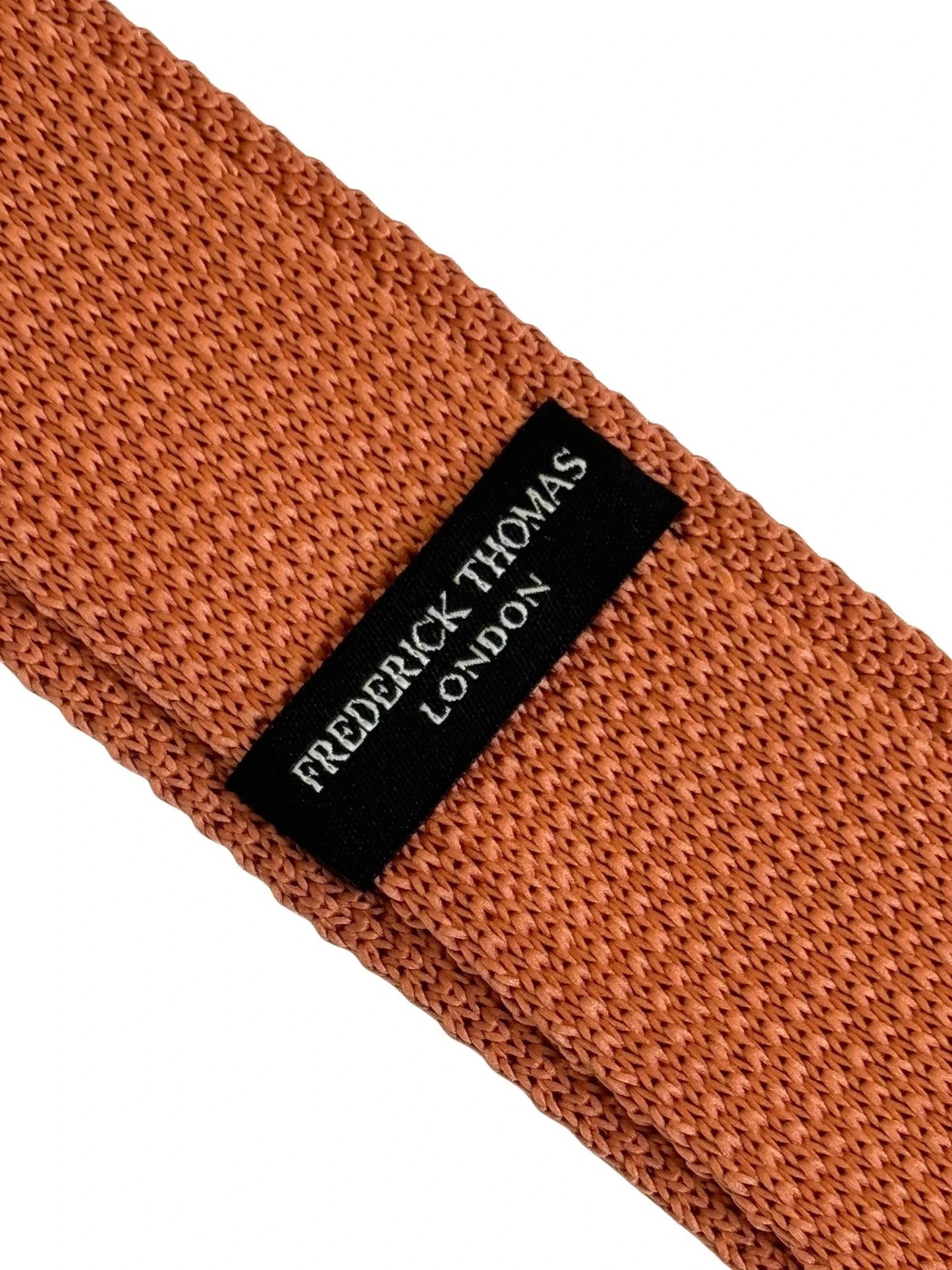 Copper Orange Dark Peach Coral Knitted Tie By Frederick Thomas - Handmade Statement Piece For Modern Professionals by Frederick Thomas Handmade Mens Ties