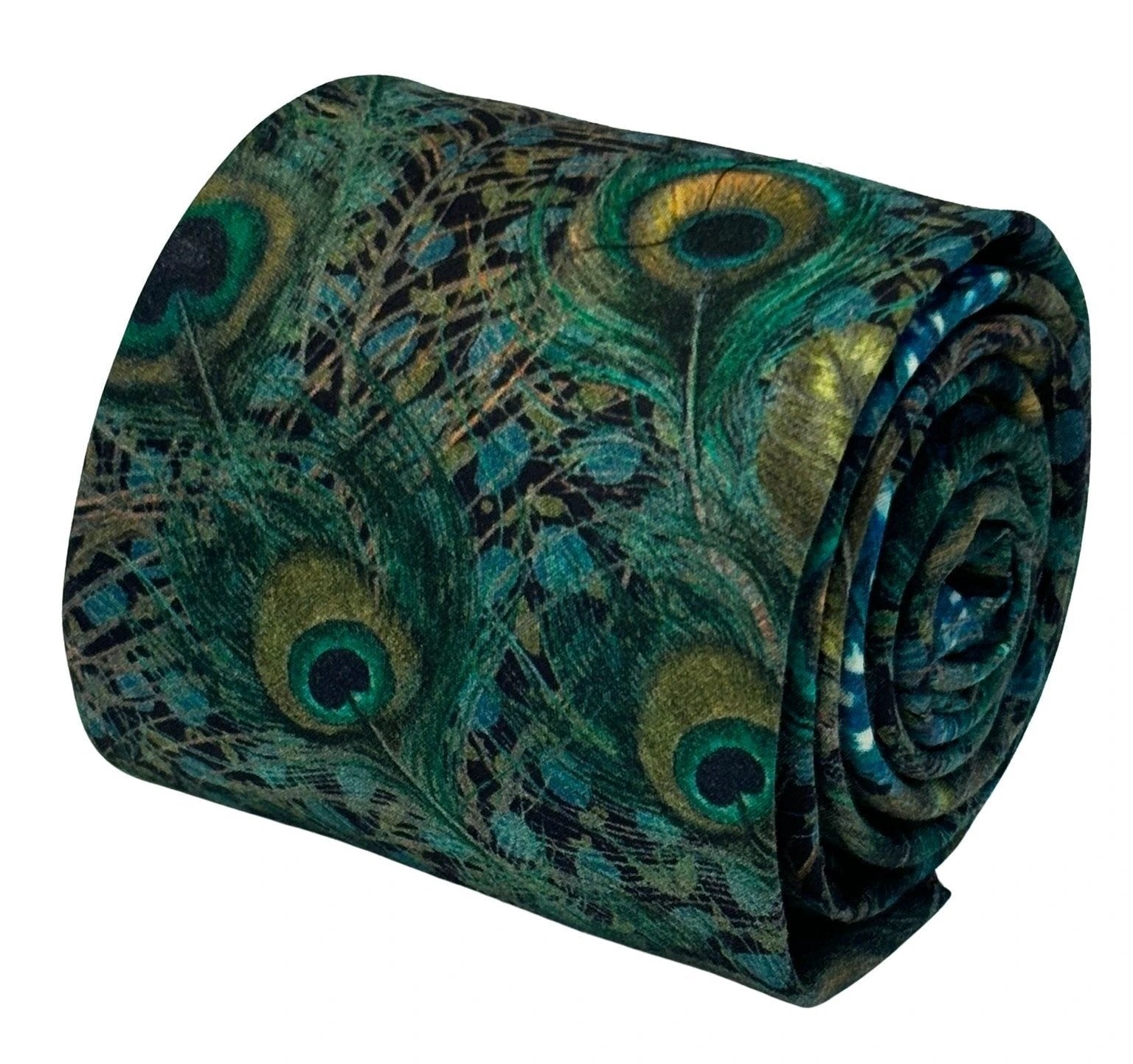 Liberty Style Peacock Feather Design Tie - Handcrafted By Frederick Thomas With 6.5 Cm Blade Width And 147 Cm Length by Frederick Thomas Handmade Mens Ties