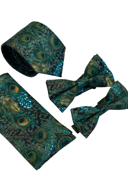 Liberty Style Peacock Feather Design Tie - Handcrafted By Frederick Thomas With 6.5 Cm Blade Width And 147 Cm Length by Frederick Thomas Handmade Mens Ties