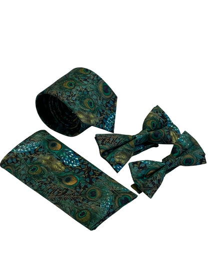 Liberty Style Peacock Feather Design Child's Bow Tie by Frederick Thomas Handmade Mens Ties