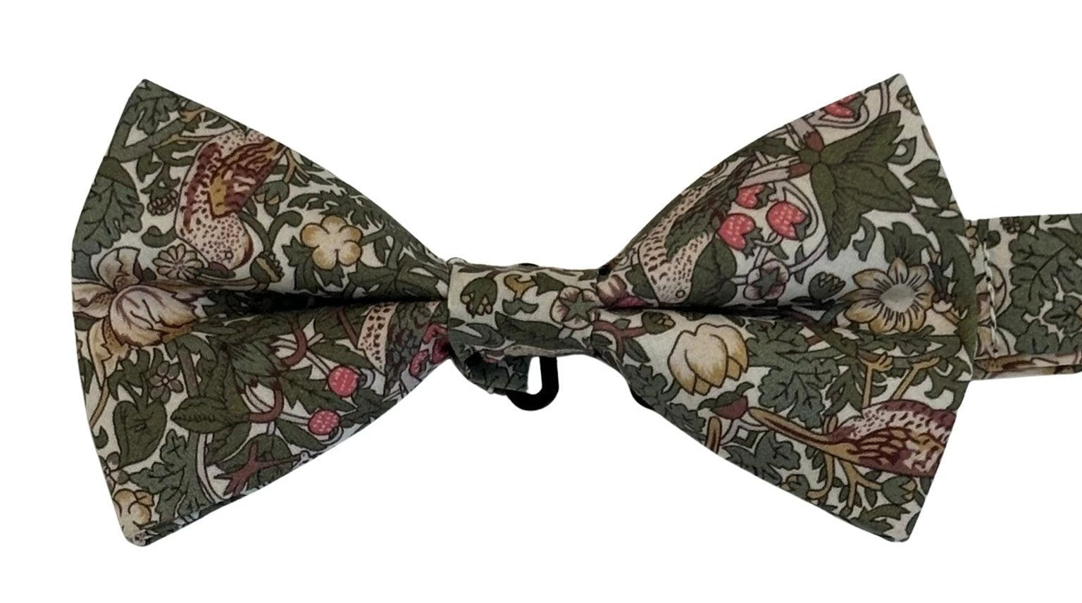 William Morris Style Green Strawberry Thief Adult Bow Tie - Handmade English Garden Motif For Professional Wear by Frederick Thomas Handmade Mens Ties