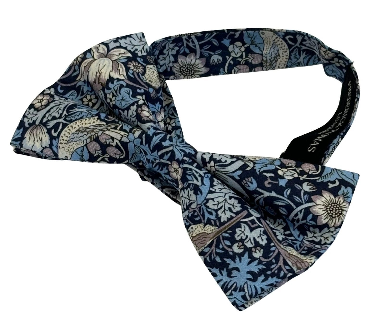 William Morris Liberty Style Blue Strawberry Thief Bow Tie - Heritage Craft Meets Contemporary Garden Style by Frederick Thomas Handmade Mens Ties