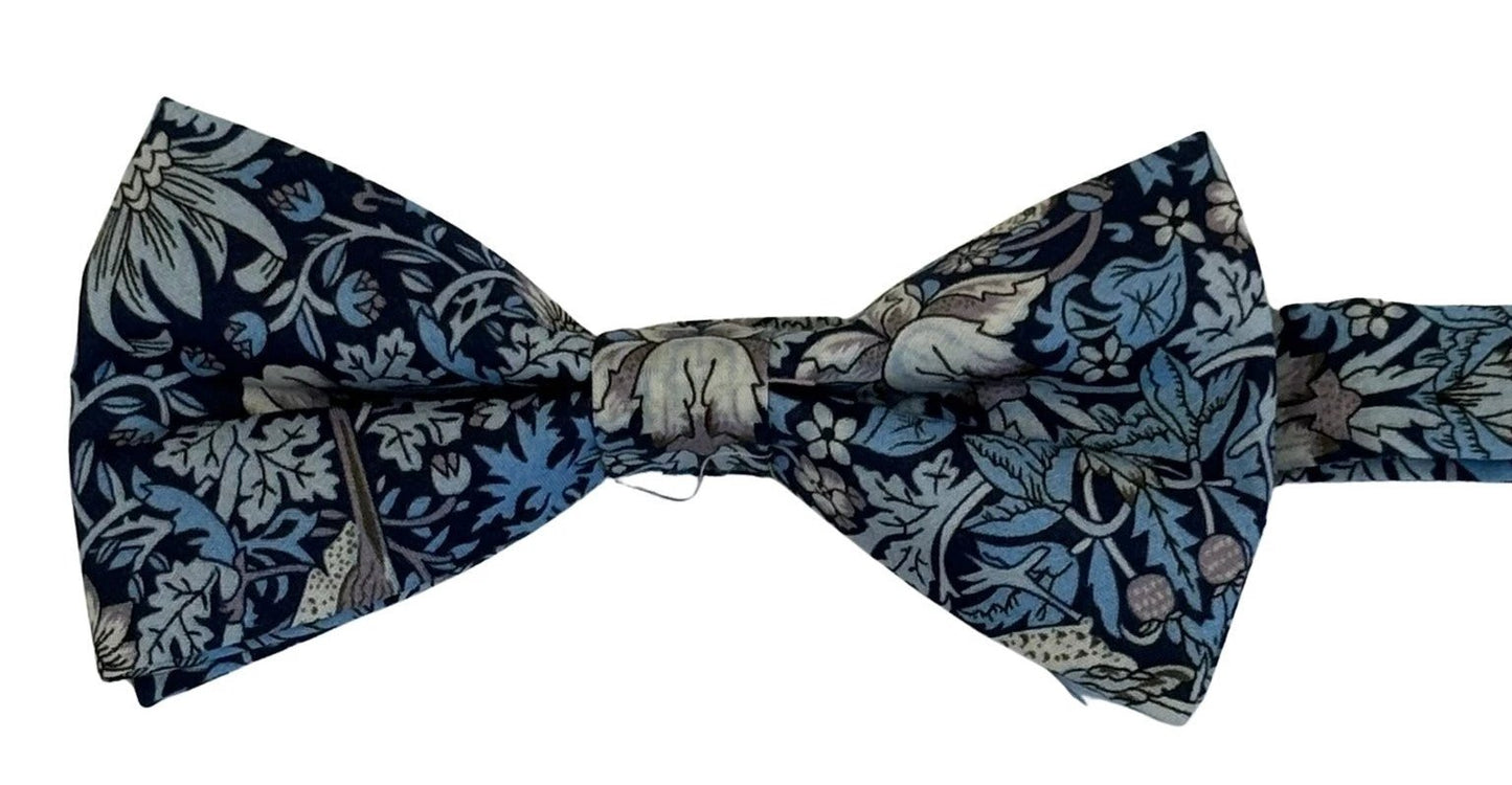 William Morris Liberty Style Blue Strawberry Thief Child's Bow Tie by Frederick Thomas Handmade Mens Ties