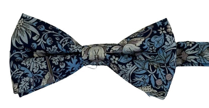 William Morris Liberty Style Blue Strawberry Thief Child's Bow Tie by Frederick Thomas Handmade Mens Ties
