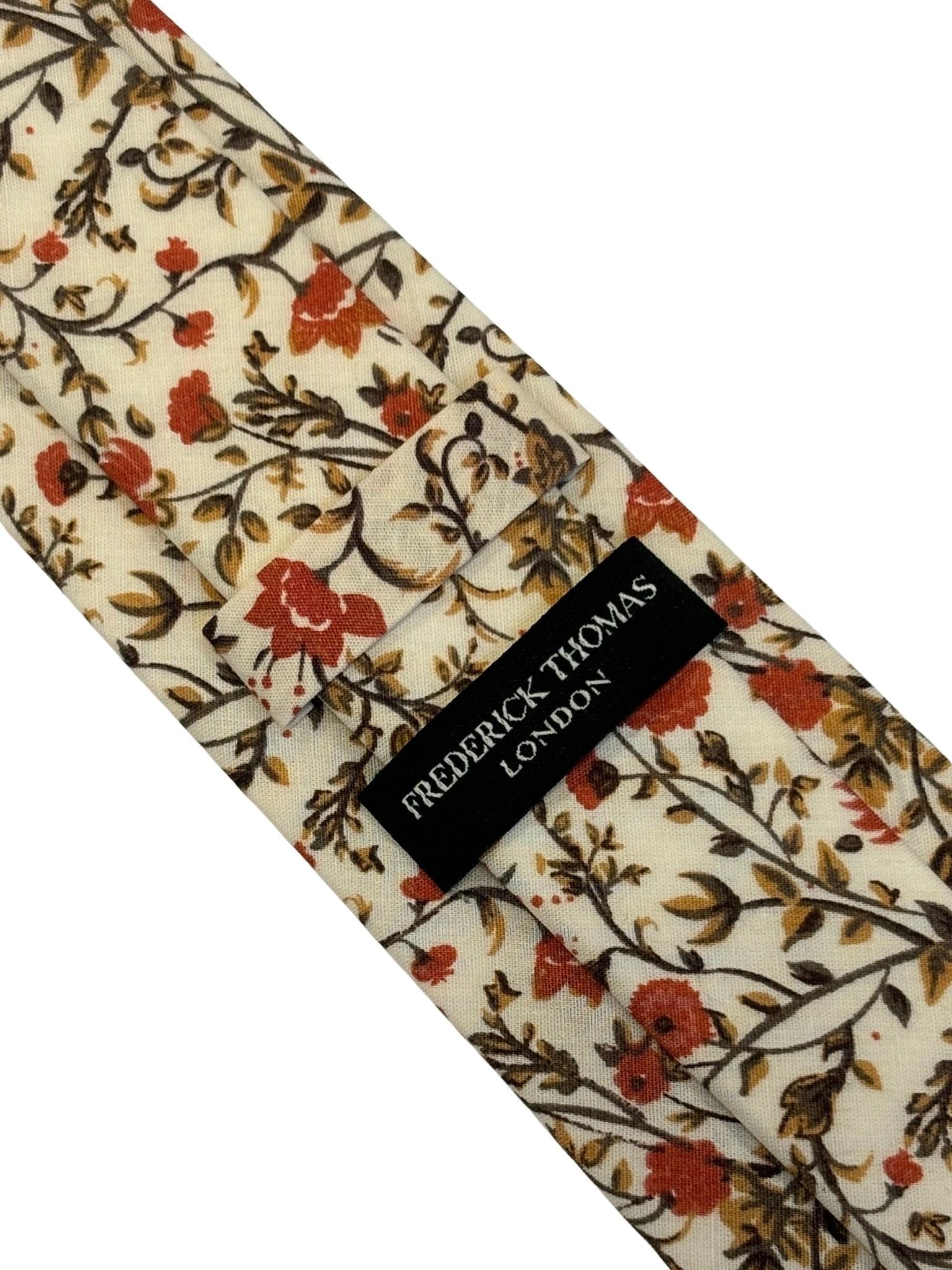 Liberty Style Red Climbing English Wildflower Design Tie - Handcrafted In England With Iconic Floral DNA by Frederick Thomas Handmade Mens Ties
