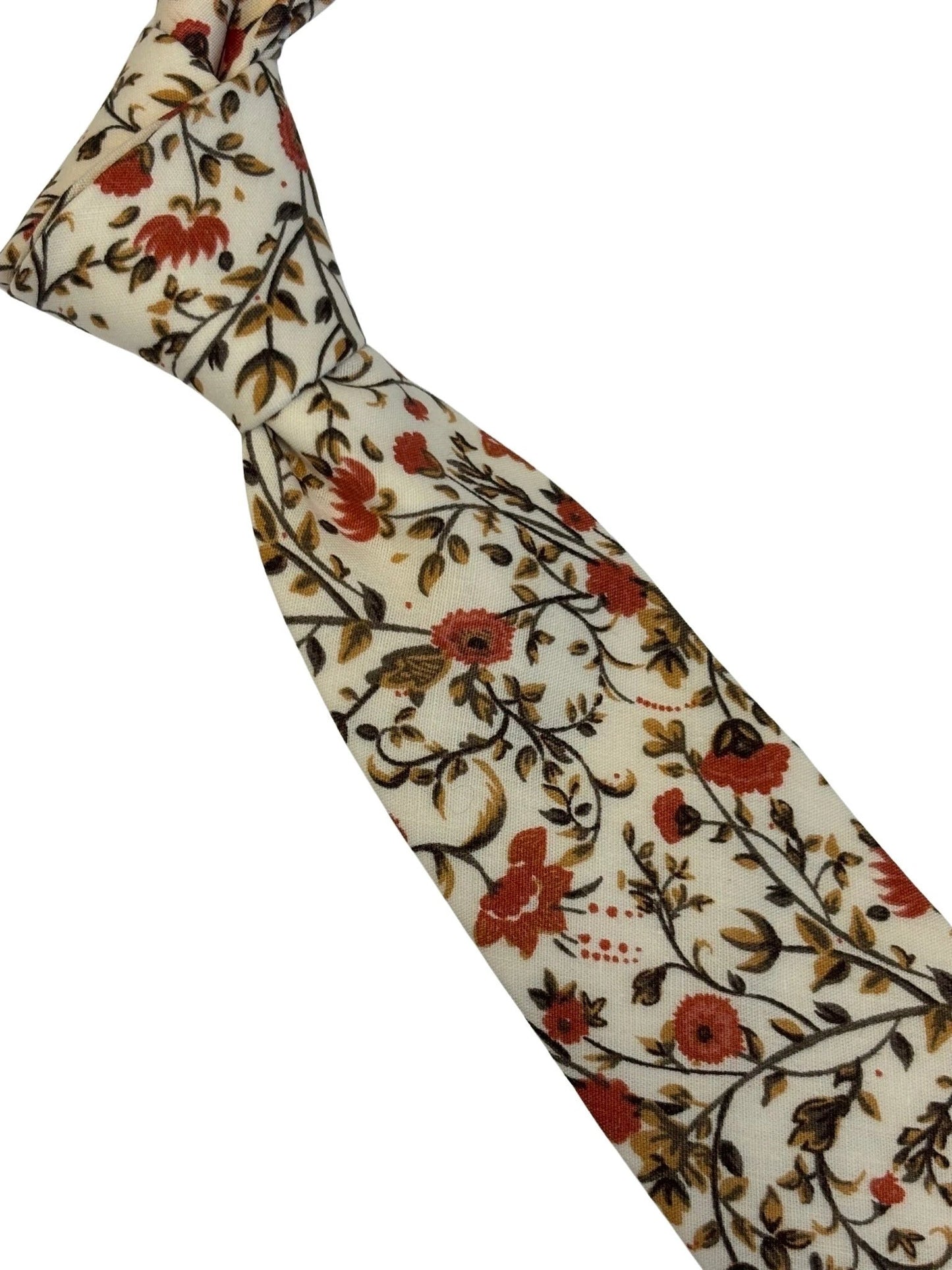 Liberty Style Red Climbing English Wildflower Design Tie - Handcrafted In England With Iconic Floral DNA by Frederick Thomas Handmade Mens Ties