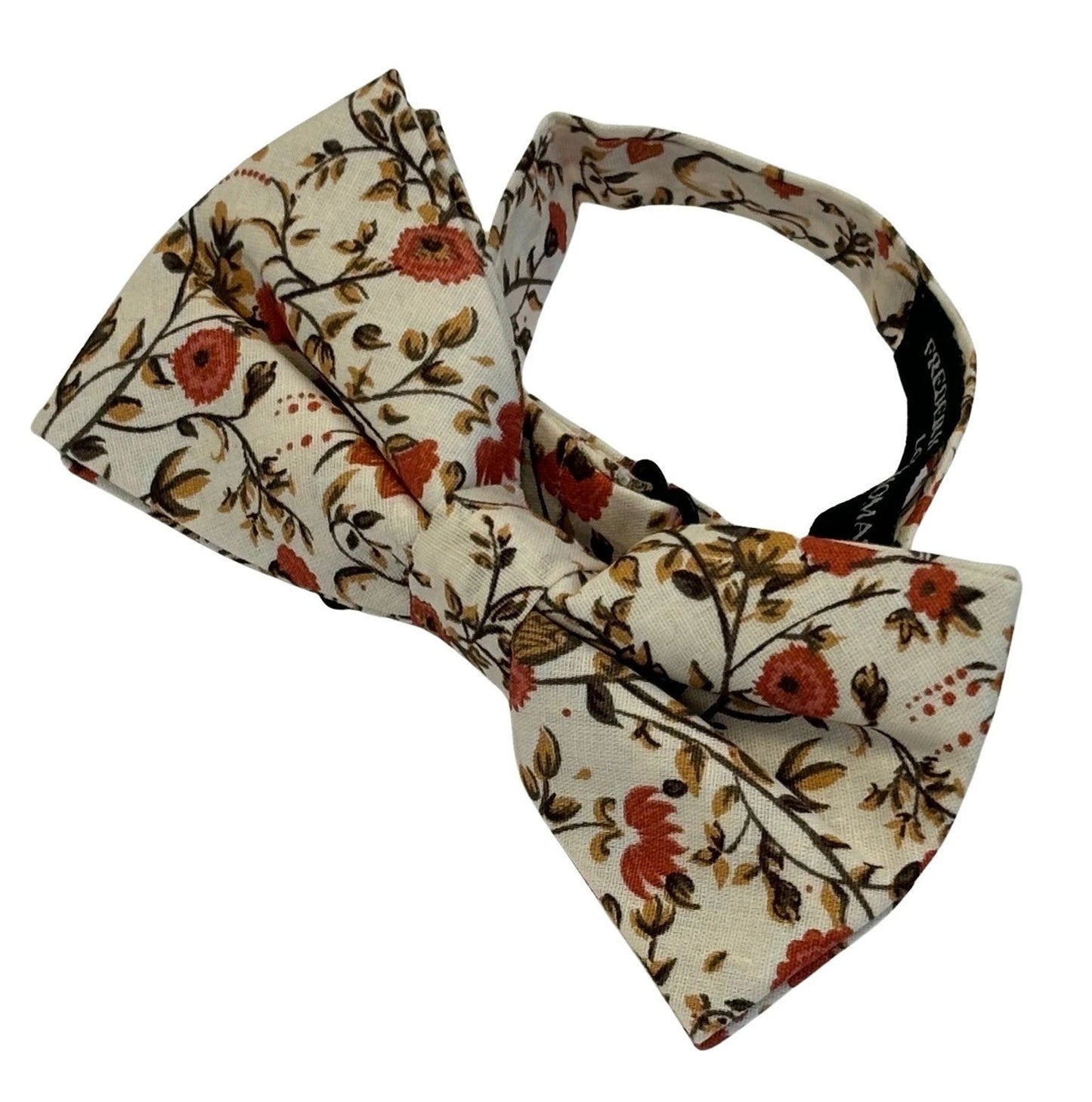 Liberty Style Red Climbing English Wildflower Design Child's Bow Tie - Playful Floral Pattern for Smart Casual Elegance by Frederick Thomas Handmade Mens Ties