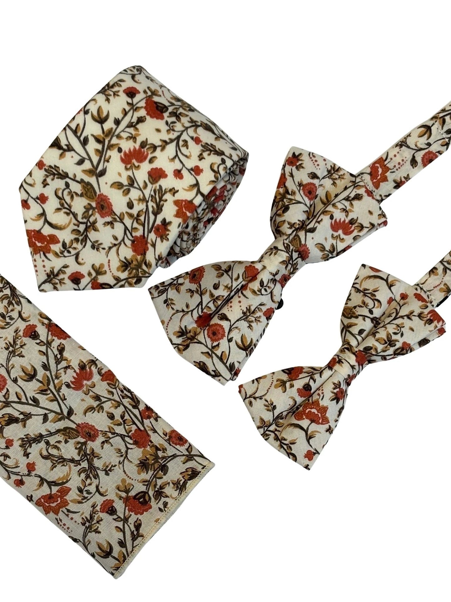 Liberty Style Red Climbing English Wildflower Design Tie - Handcrafted In England With Iconic Floral DNA by Frederick Thomas Handmade Mens Ties