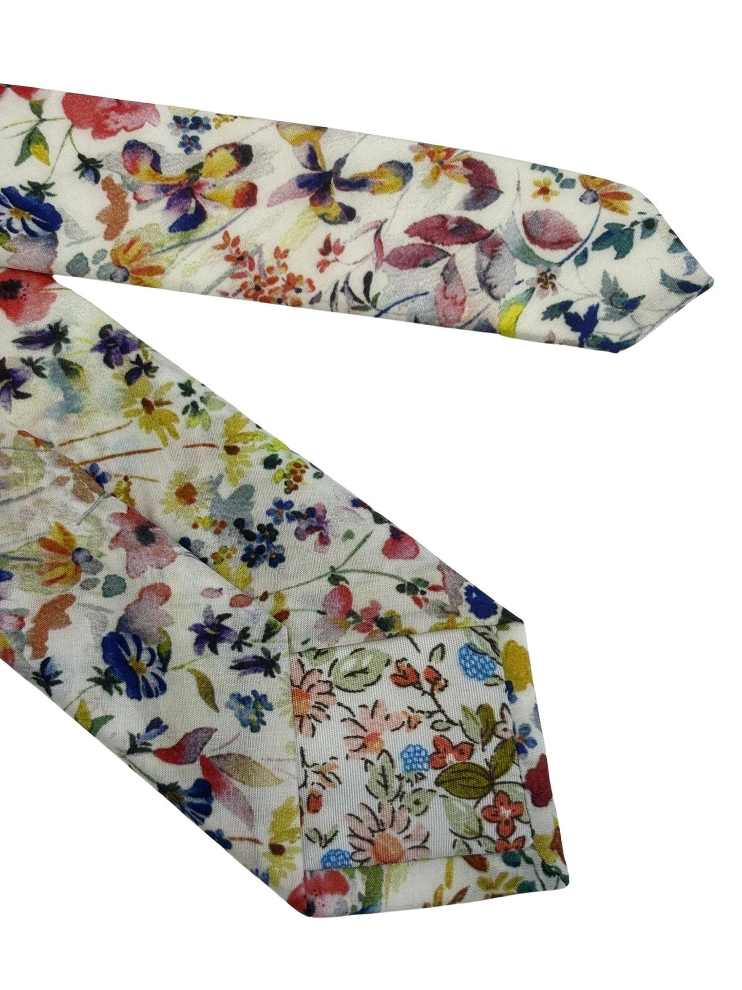 Felda Print Watercolour Multicolour Floral Wildflower Cotton Tie - Liberty Style For The Modern Professional by Frederick Thomas Handmade Mens Ties