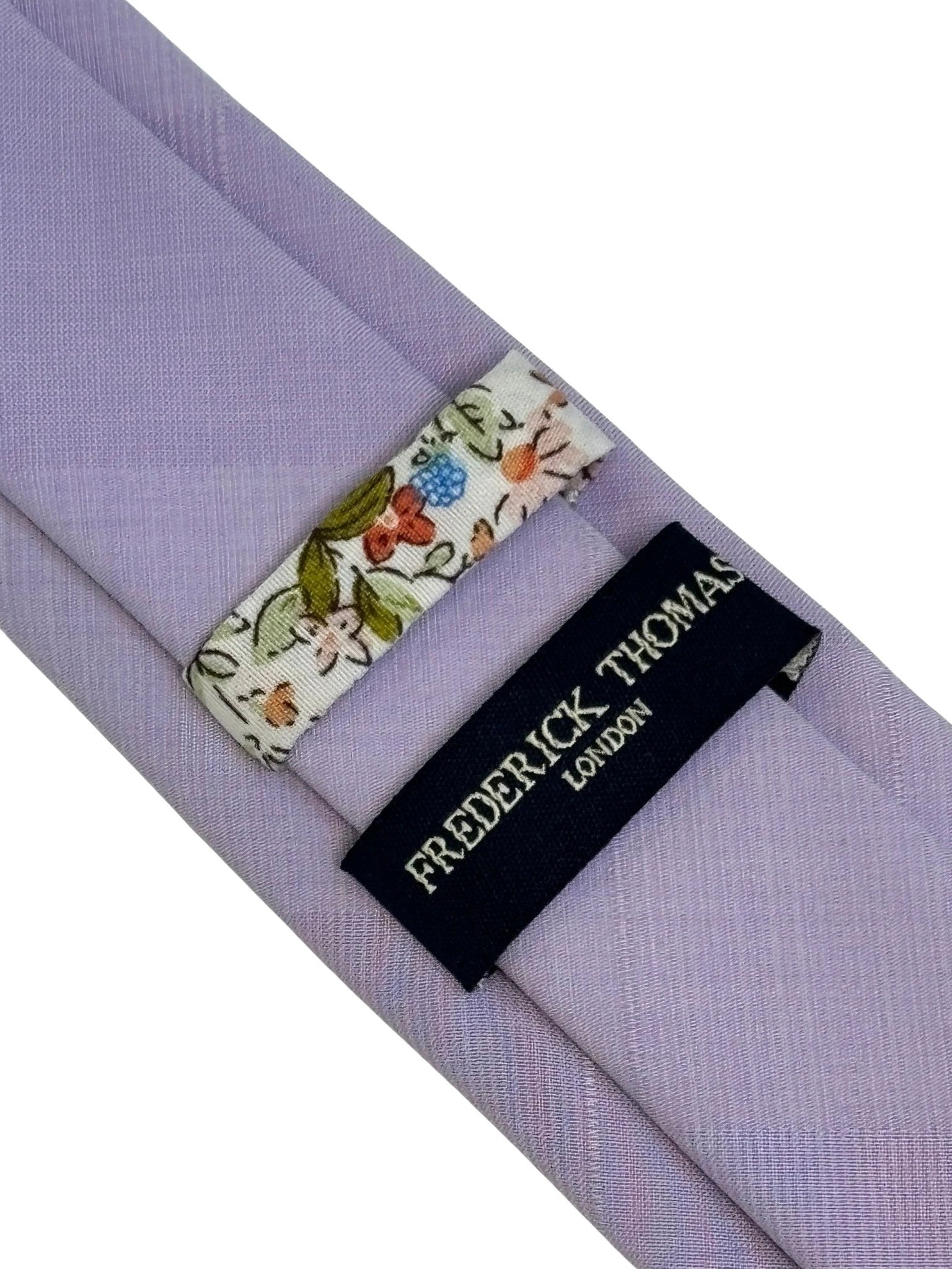 Extra Long Lilac Lavender Light Pale Purple Cotton Tie by Frederick Thomas Handmade Mens Ties