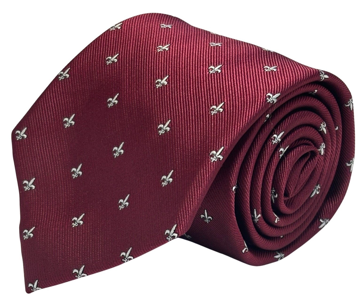 Dark Burgundy Maroon Red Men's Tie with Fleur de Lis Design by Frederick Thomas Handmade Mens Ties