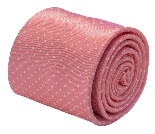 Ballerina Baby Pink Men’s Tie With White Pin Spot - Contemporary Blush For Smart Elegant Suits by Frederick Thomas Handmade Mens Ties