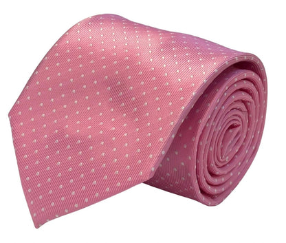 Ballerina Baby Pink Men’s Tie With White Pin Spot - Contemporary Blush For Smart Elegant Suits by Frederick Thomas Handmade Mens Ties