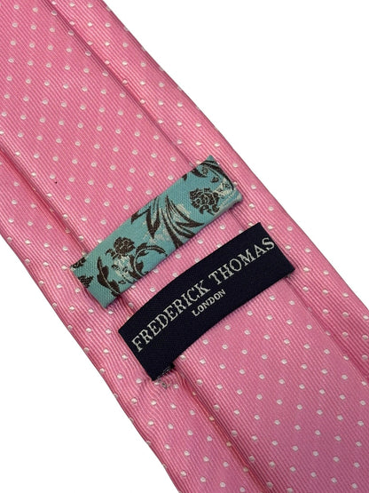 Ballerina Baby Pink Men’s Tie With White Pin Spot - Contemporary Blush For Smart Elegant Suits by Frederick Thomas Handmade Mens Ties