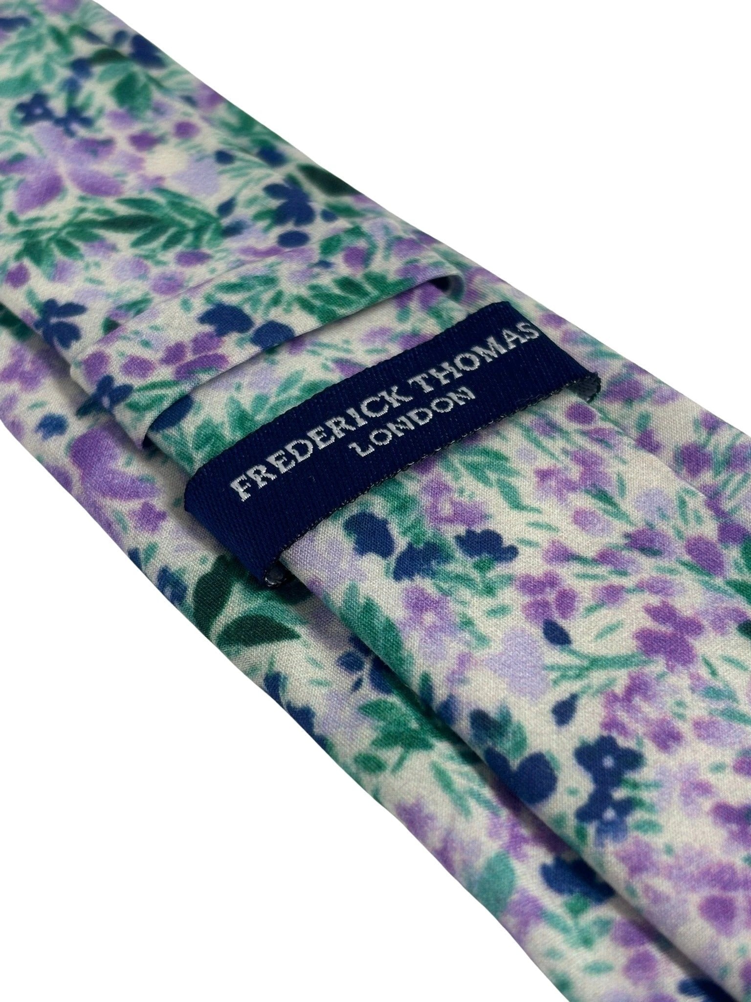 Lilac Light Purple Wildflower Watercolour English Meadow Floral Tie Handcrafted Painterly Meadow Design by Frederick Thomas Handmade Mens Ties