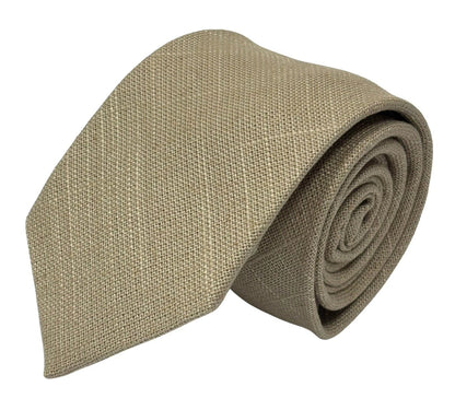 Frederick Thomas Handmade Beige Cream Linen Tie And Pocket Square Set - Subtle Luxury For Tailored Breathable Style by Frederick Thomas Handmade Mens Ties