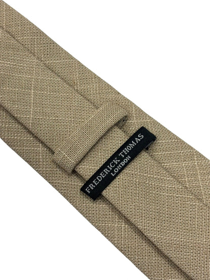 Frederick Thomas Handmade Beige Cream Linen Tie - Contemporary Textured Linen Neckwear For A Refined Professional Look by Frederick Thomas Handmade Mens Ties