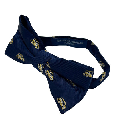 Navy Blue Adult Bow Tie With Yellow Taxi Car Design - Bold Twist On A Classic Silhouette by Frederick Thomas Handmade Mens Ties
