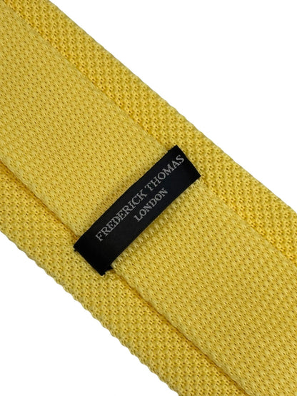 Lemon Yellow Knitted Tie by Frederick Thomas - Handcrafted to Elevate Formal Ensembles With Vibrant Confidence by Frederick Thomas Handmade Mens Ties