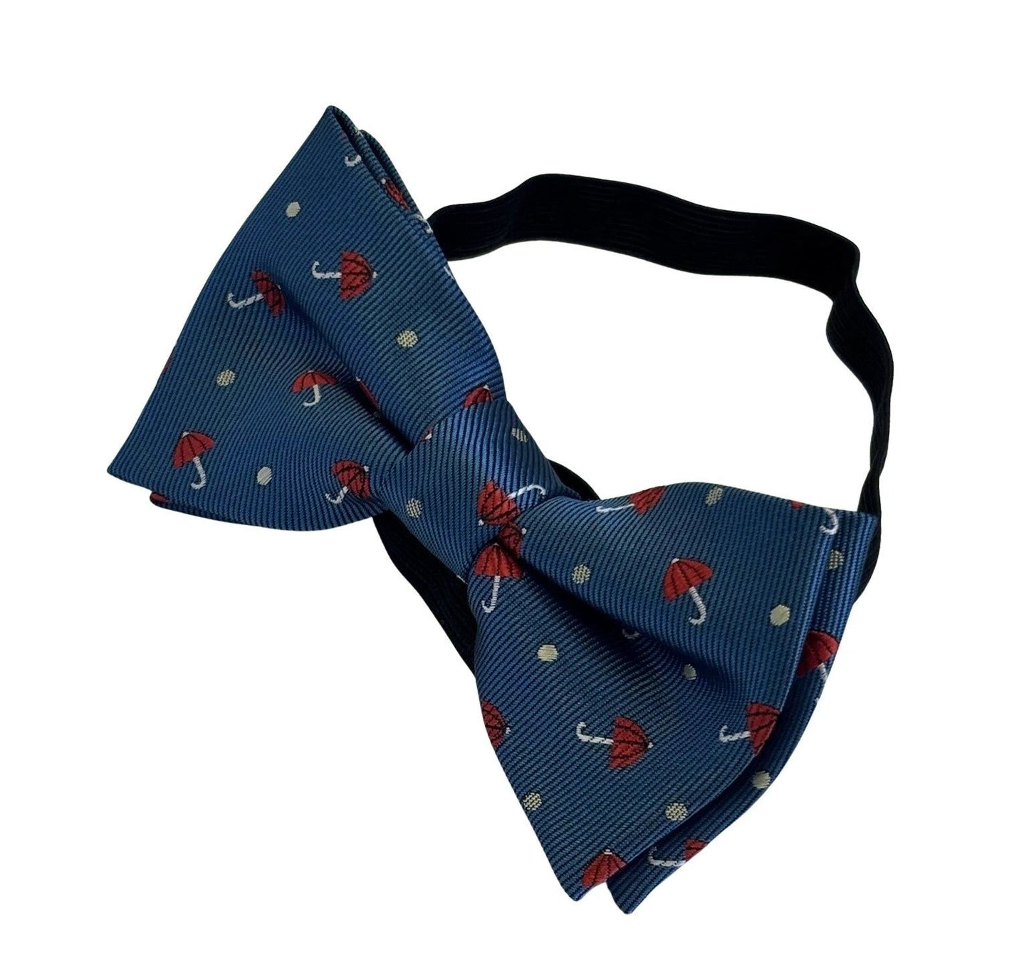 Child's Medium Dark Blue Denim Bow Tie - Handcrafted Premium Denim With Cute Umbrella Motif by Frederick Thomas Handmade Mens Ties