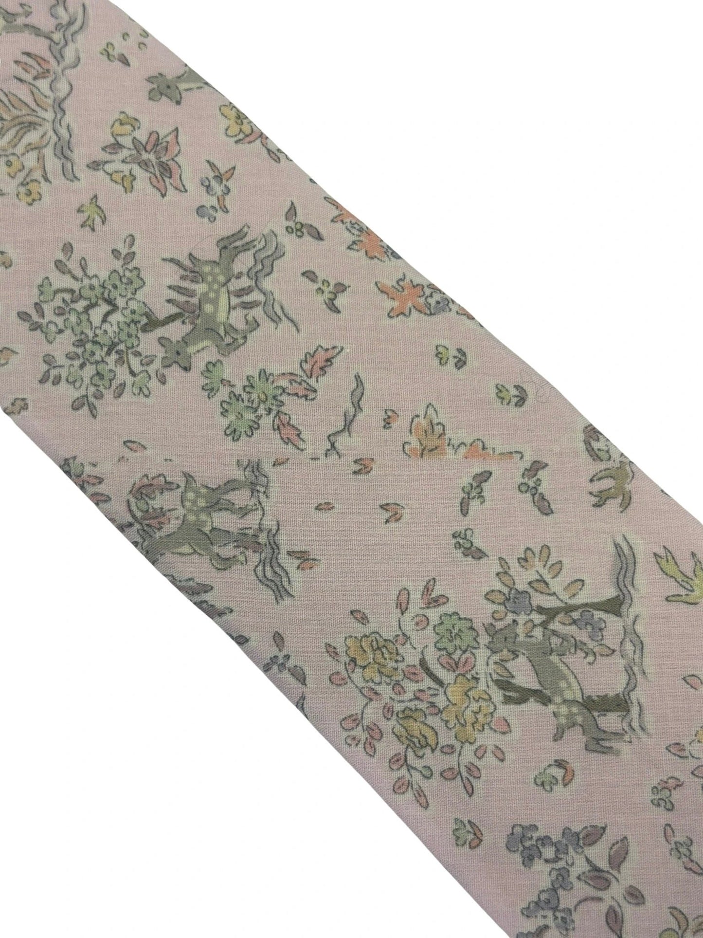 Handmade Blush Pale Pink Cotton Tie With Woodland Deer Fawn Design - Elegant Statement for the Luxury Professional by Frederick Thomas Handmade Mens Ties