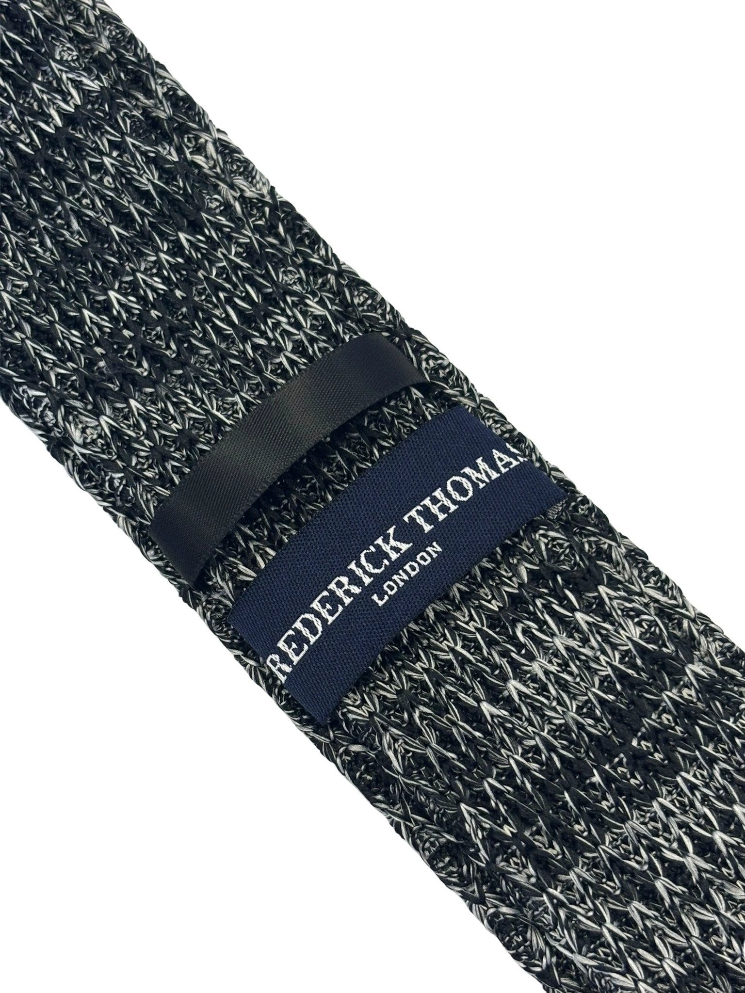 Black and White Speckled Knitted Tie by Frederick Thomas by Frederick Thomas Handmade Mens Ties
