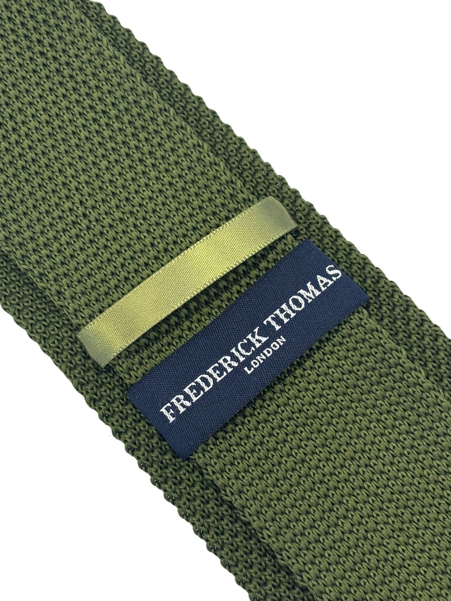 Frederick Thomas Khaki Army Green Knitted Tie - Handmade Textured Knit With Classic 8cm Pointed End by Frederick Thomas Handmade Mens Ties