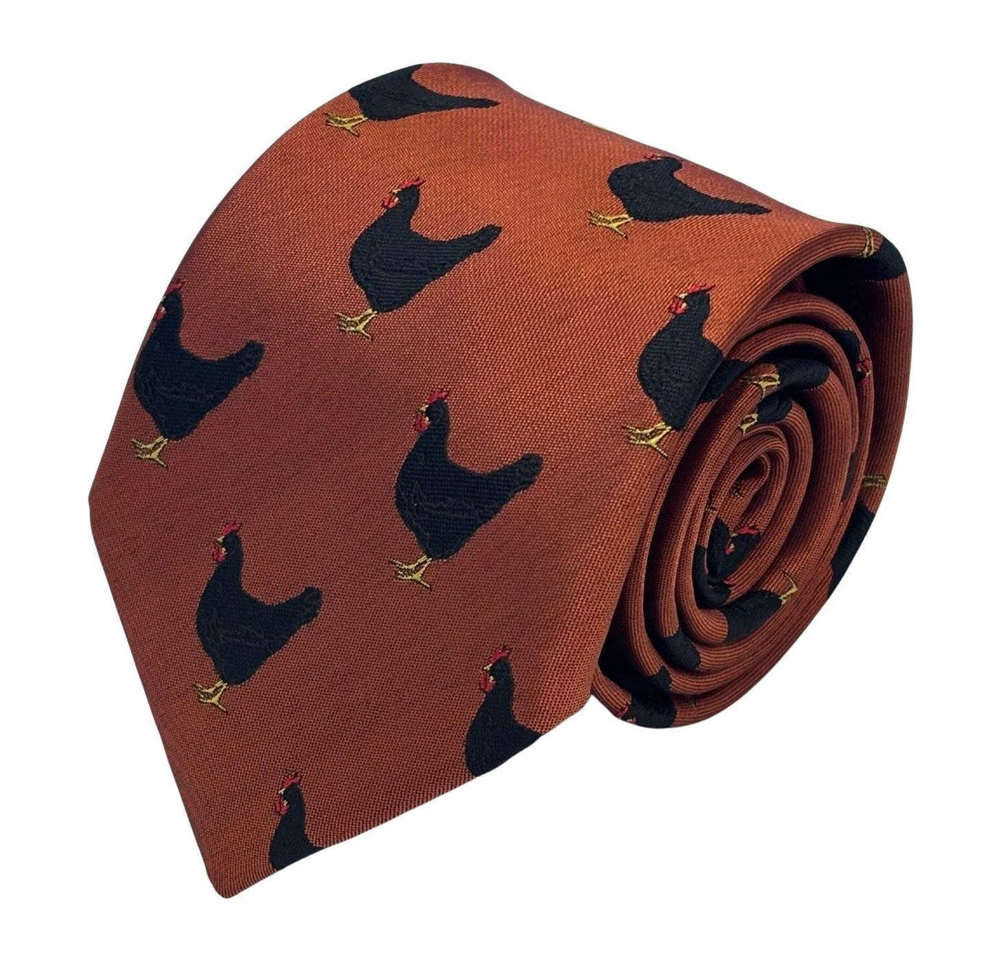 Frederick Thomas Copper Burnt Orange Tie - Handmade Luxury With Rooster Embroidered Motif by Frederick Thomas Handmade Mens Ties