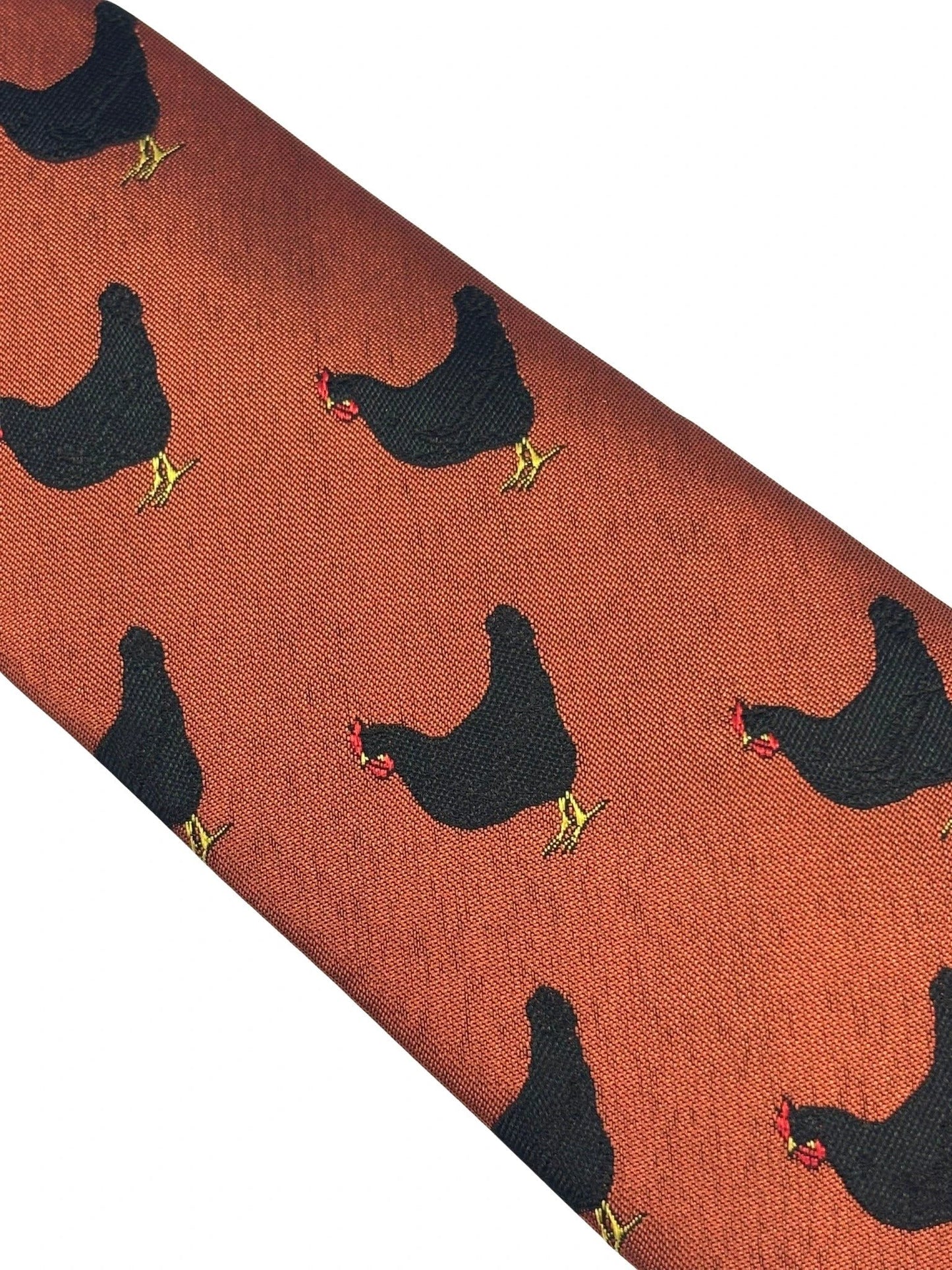 Frederick Thomas Copper Burnt Orange Tie - Handmade Luxury With Rooster Embroidered Motif by Frederick Thomas Handmade Mens Ties
