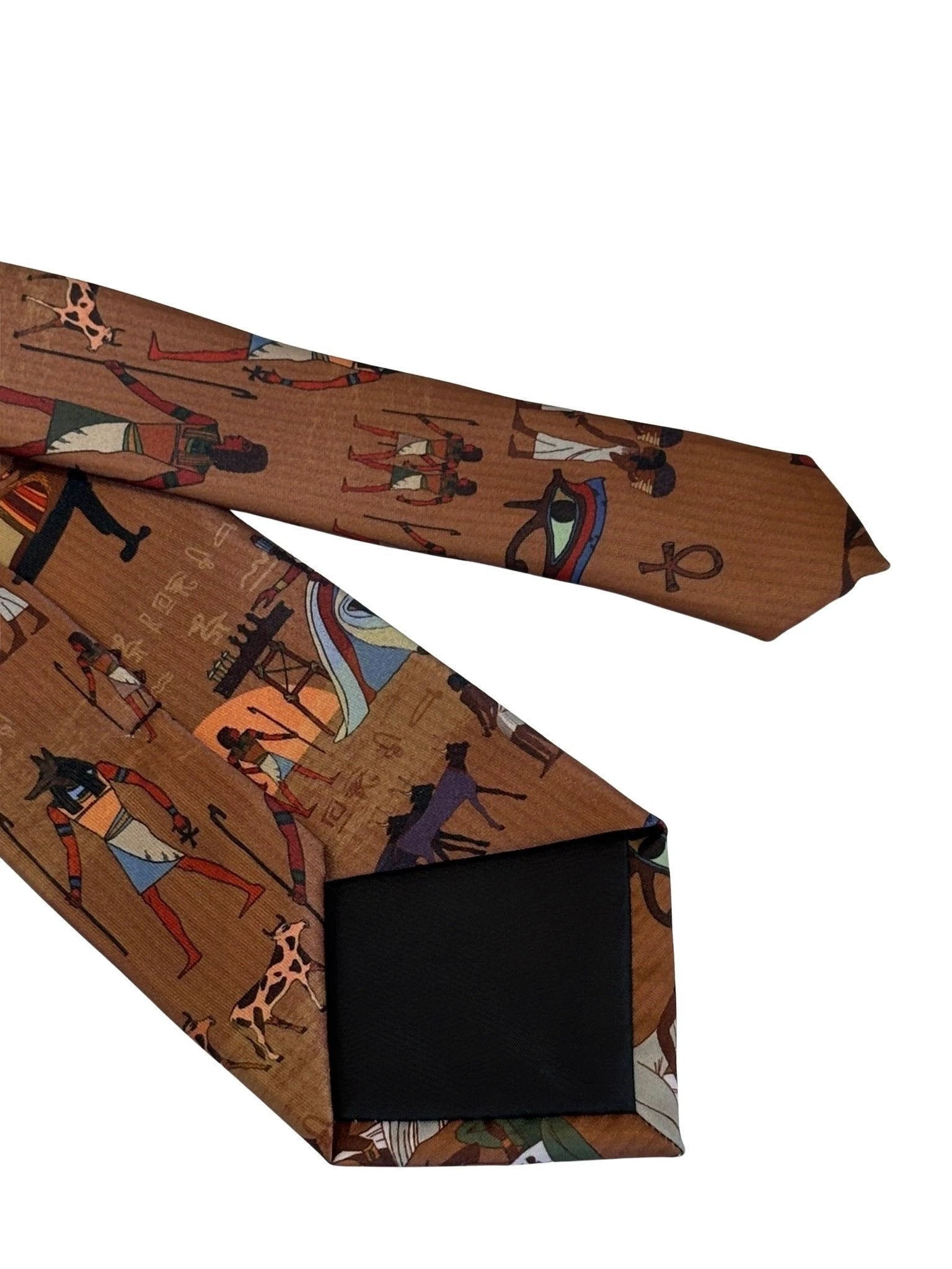 Frederick Thomas Handmade Tie - Golden Light Brown With Egyptian Hieroglyphics Motif For Luxury Professionals by Frederick Thomas Handmade Mens Ties