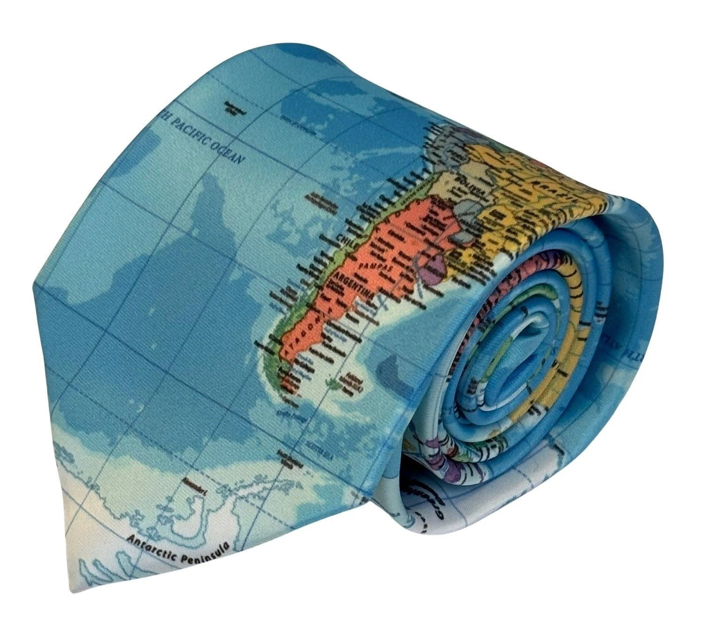 Global World Map Design Handmade Tie - Handcrafted Elegance With A Distinctive Map Motif For A Global Professional by Frederick Thomas Handmade Mens Ties