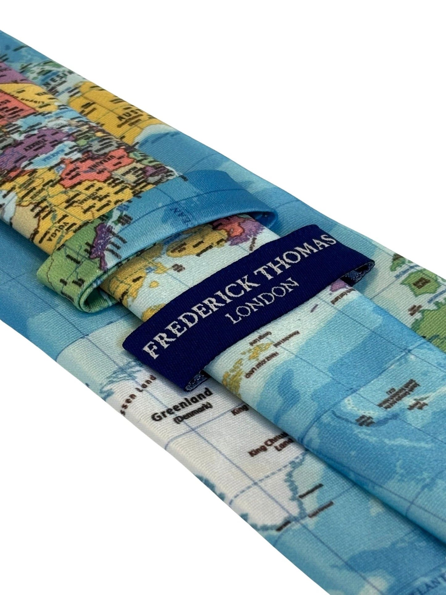 Global World Map Design Handmade Tie - Handcrafted Elegance With A Distinctive Map Motif For A Global Professional by Frederick Thomas Handmade Mens Ties