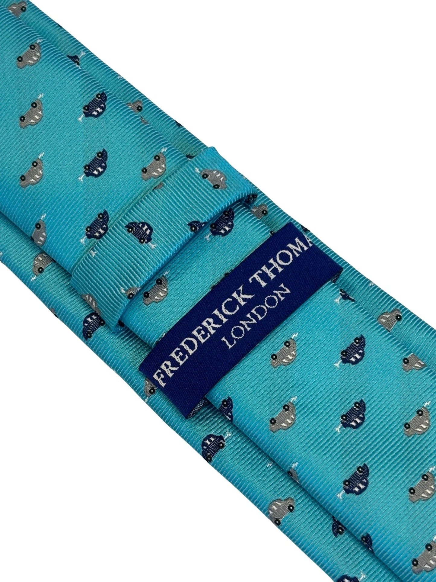 Light Blue Tie With Classic VW Beetle Style Car Design - Handcrafted By Frederick Thomas For A Playful Yet Refined Look by Frederick Thomas Handmade Mens Ties