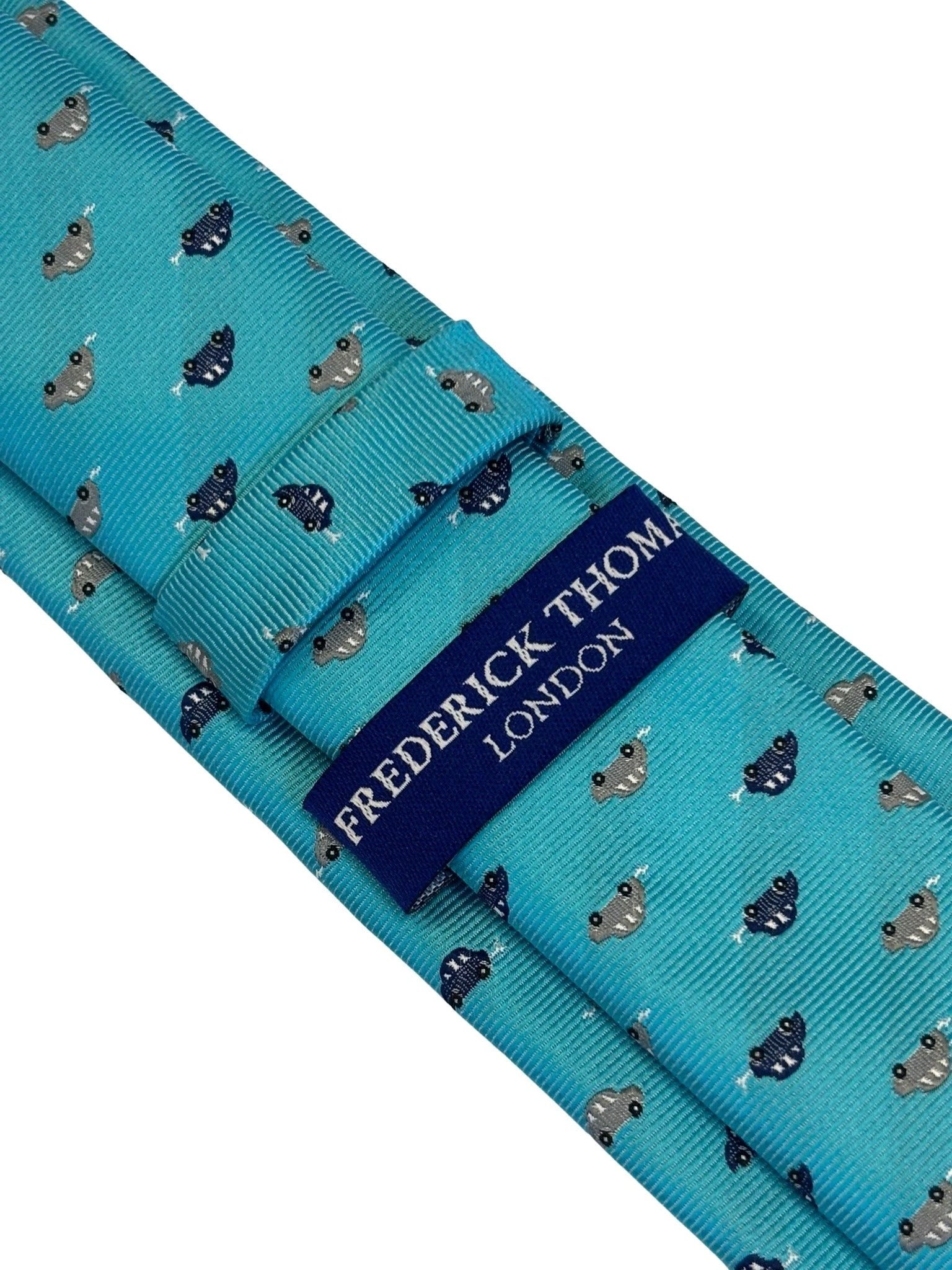 Light Blue Tie With Classic VW Beetle Style Car Design - Handcrafted By Frederick Thomas For A Playful Yet Refined Look by Frederick Thomas Handmade Mens Ties