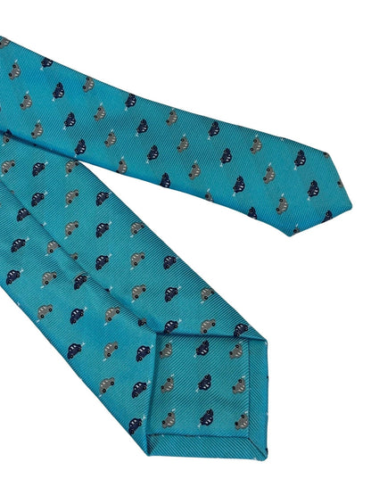 Light Blue Tie With Classic VW Beetle Style Car Design - Handcrafted By Frederick Thomas For A Playful Yet Refined Look by Frederick Thomas Handmade Mens Ties