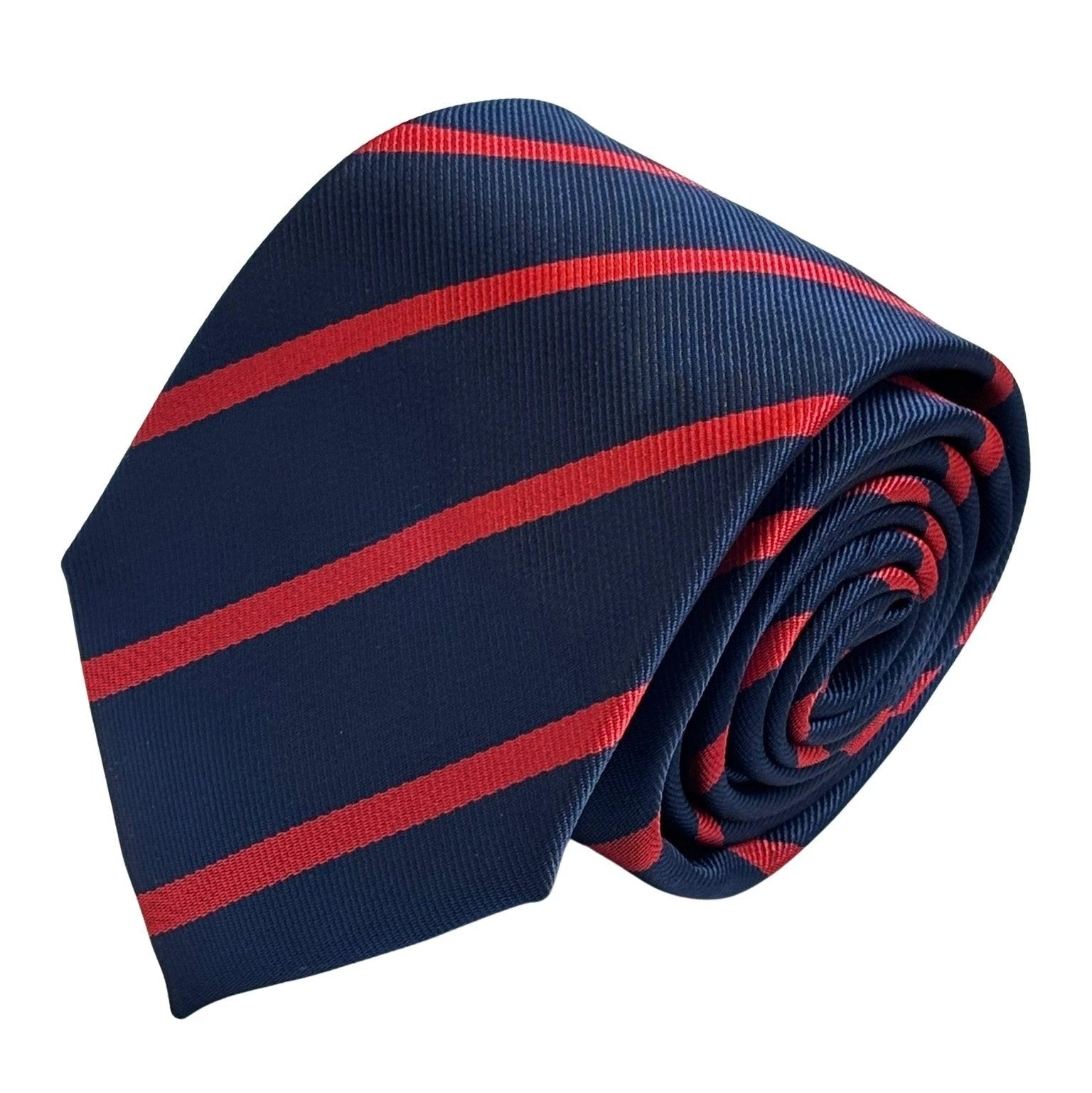 Frederick Thomas Handmade Classic Dark Navy Blue And Red Striped Tie - Artisan Craftsmanship Meets Contemporary Colourway by Frederick Thomas Handmade Mens Ties