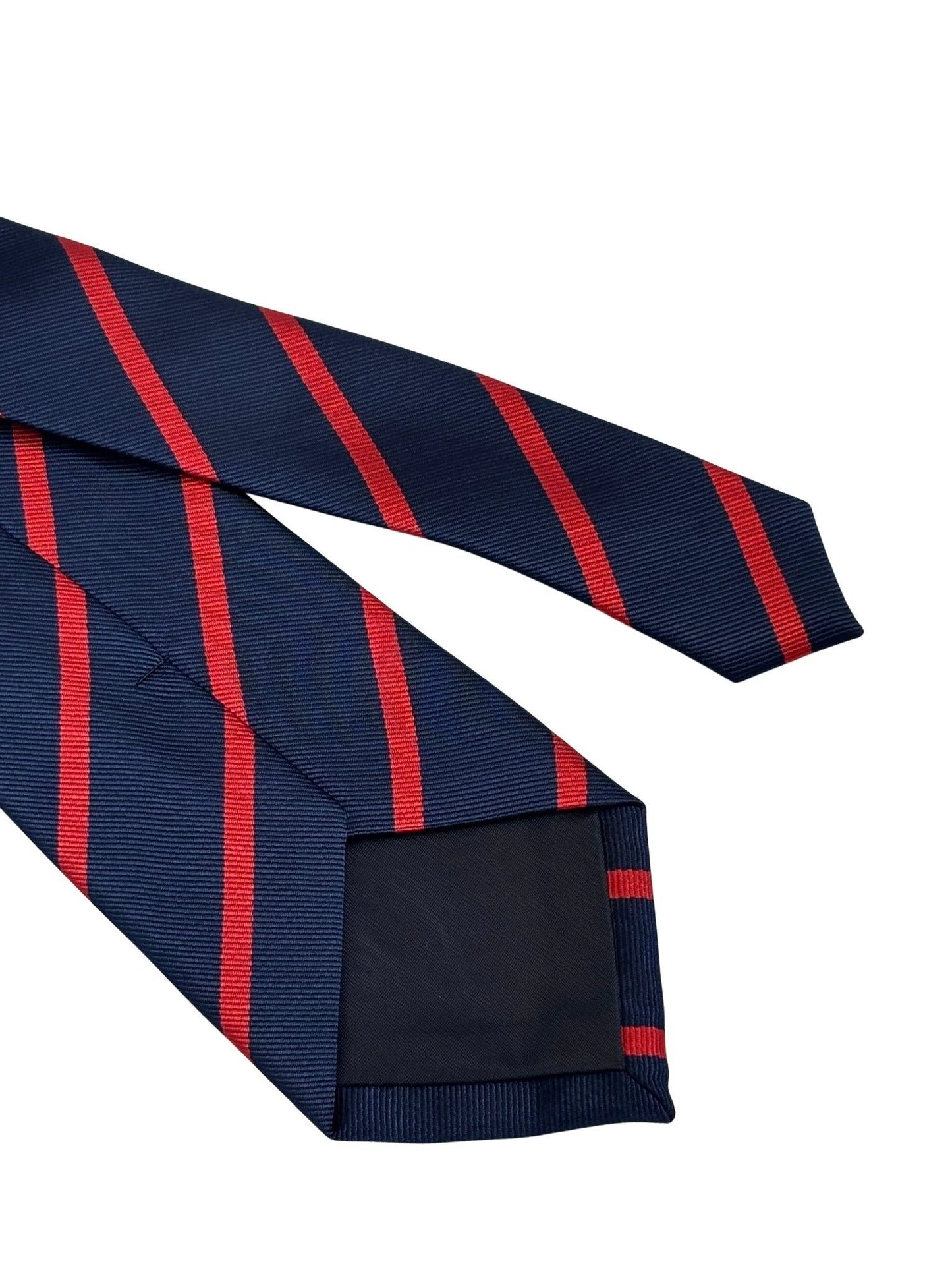 Frederick Thomas Handmade Classic Dark Navy Blue And Red Striped Tie - Artisan Craftsmanship Meets Contemporary Colourway by Frederick Thomas Handmade Mens Ties