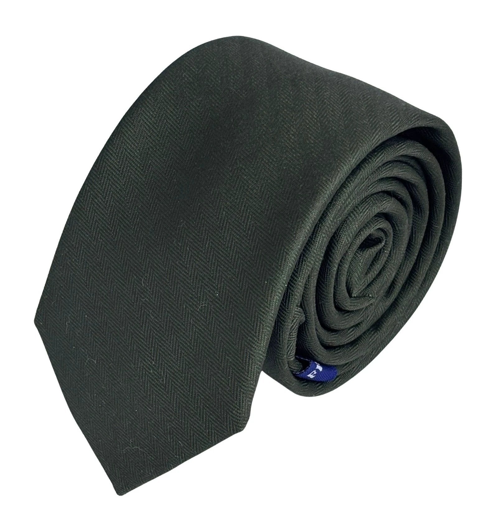 Handmade Khaki Army Dark Green Cotton Tie with Herringbone Design by Frederick Thomas Handmade Mens Ties