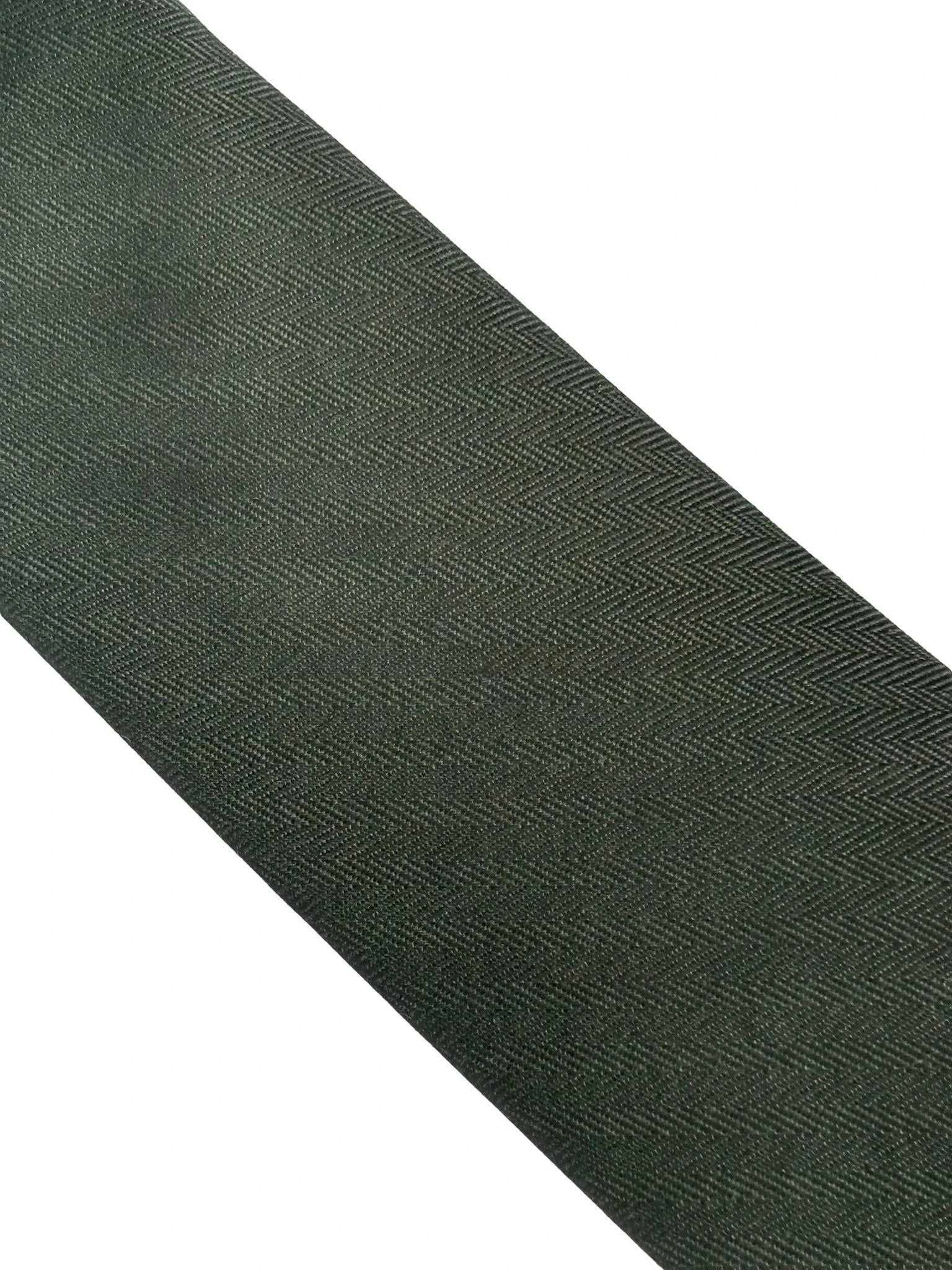 Handmade Khaki Army Dark Green Cotton Tie with Herringbone Design by Frederick Thomas Handmade Mens Ties