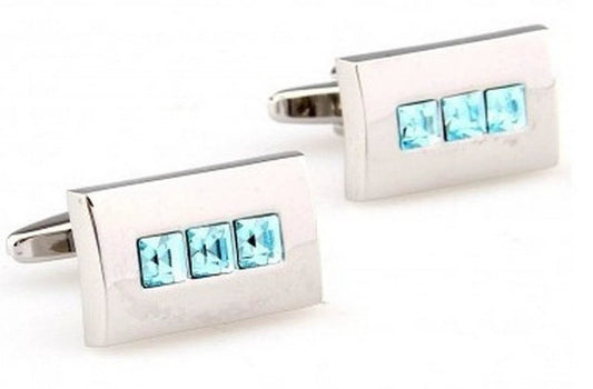 silver cufflinks with blue stones by Frederick Thomas Handmade Mens Ties