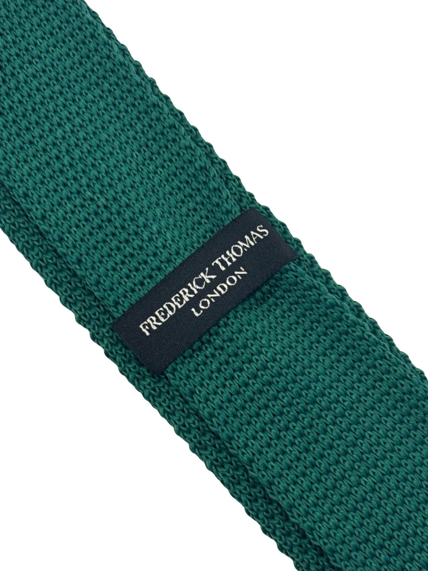 Emerald Green Handmade Knitted Tie With Orange Polka Spots - Artisanal Craft Meets Contemporary Flair by Frederick Thomas Handmade Mens Ties