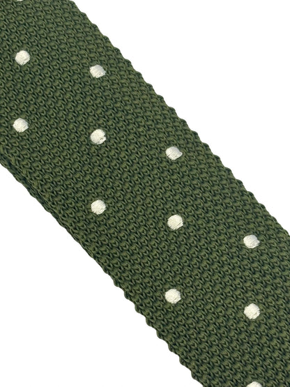 Handmade Knitted Tie In Khaki Green With White Polka Dots - Subtle Luxury For Smart Business And Casual Looks by Frederick Thomas Handmade Mens Ties
