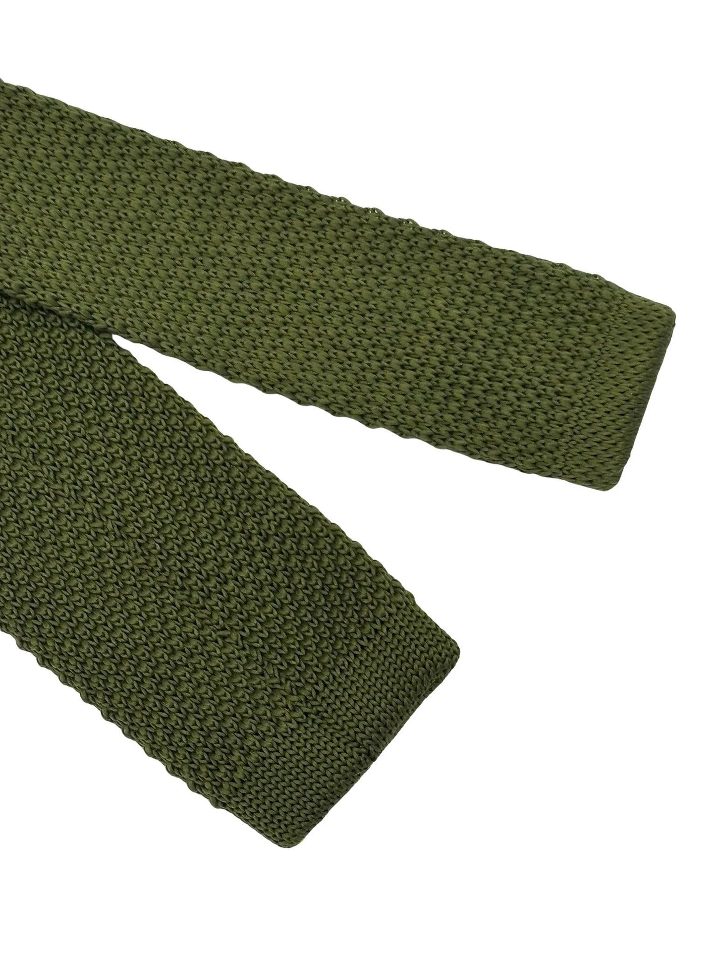 Handmade Knitted Tie In Khaki Green With White Polka Dots - Subtle Luxury For Smart Business And Casual Looks by Frederick Thomas Handmade Mens Ties