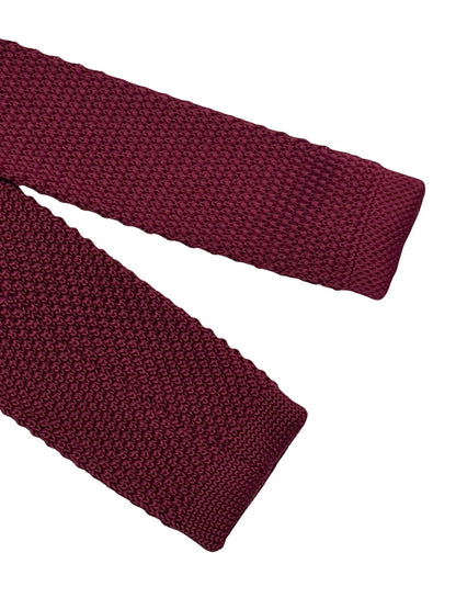 Handmade Knitted Tie In Maroon Burgundy With Lilac Polka Dots - Textured Distinction For Smart And Casual Looks by Frederick Thomas Handmade Mens Ties
