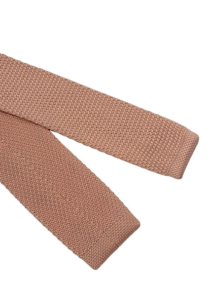Frederick Thomas Handmade Knitted Tie In Baby Light Pale Pink With Navy Spots - Soft Textured Necktie For Smart Casual by Frederick Thomas Handmade Mens Ties