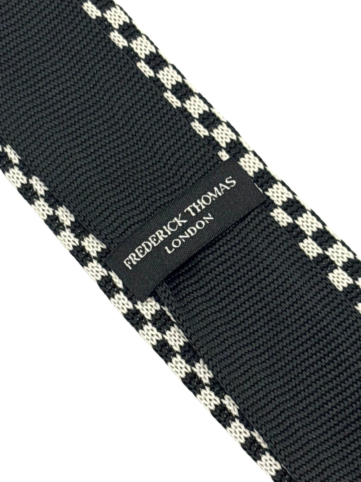 Handmade Knitted Tie With Black And White Check Design - Artisanal Craft And Textured Depth For Every Occasion by Frederick Thomas Handmade Mens Ties
