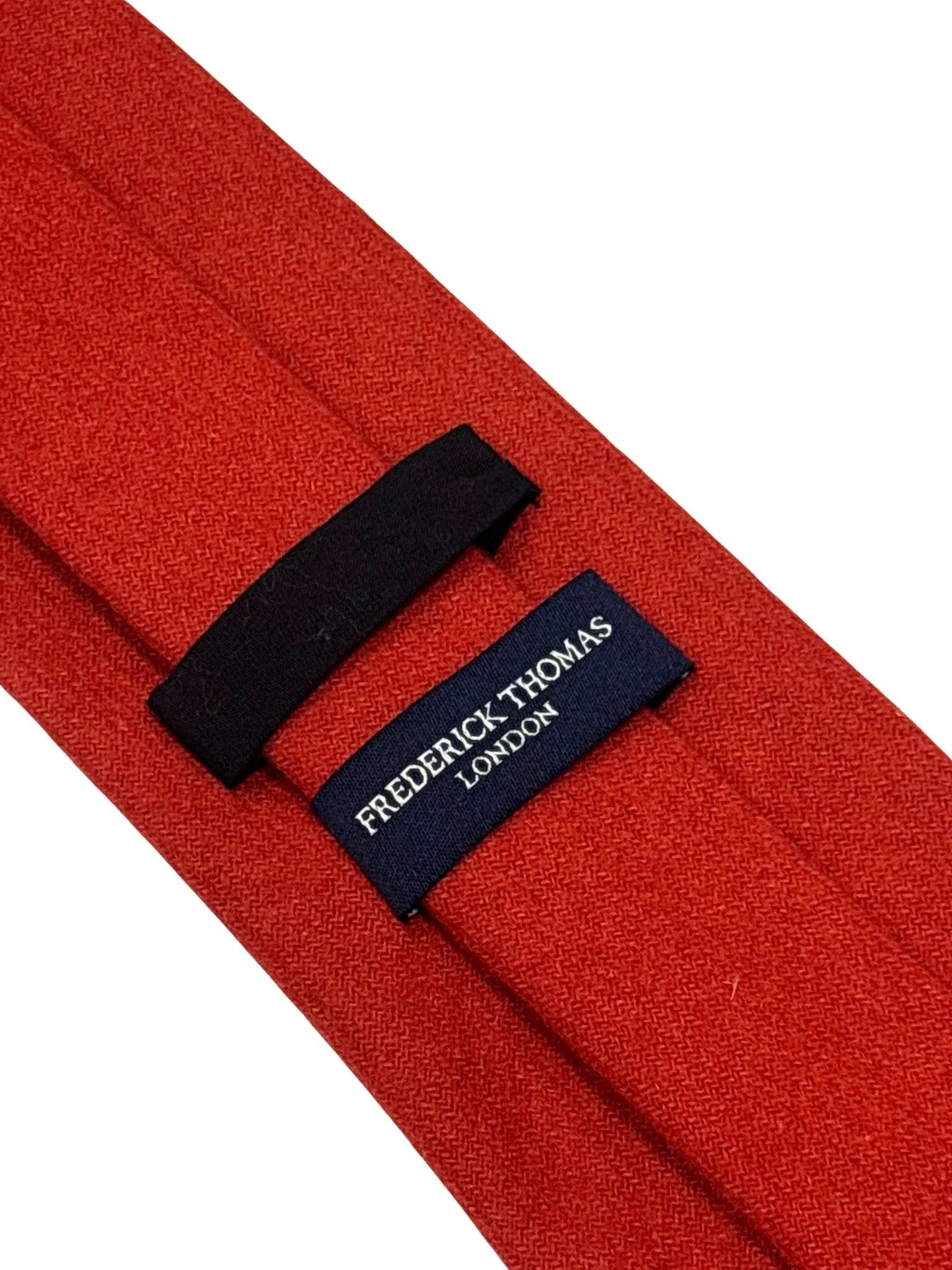 Frederick Thomas 100 Percent Wool Tie Burnt Copper Terracotta Dense Wool Weave For Confident Knotting by Frederick Thomas Handmade Mens Ties